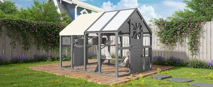 Extra Large Outdoor Cat Catio with Wood and Wire