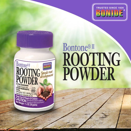 Bonide Rooting Powder bottle with purple cap and label, Rivendell Distribution fertilizers on Tampa Home & Garden Store