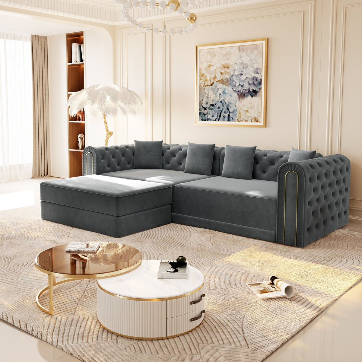 3 In 1 Convertible Sofa and Ottoman Bed