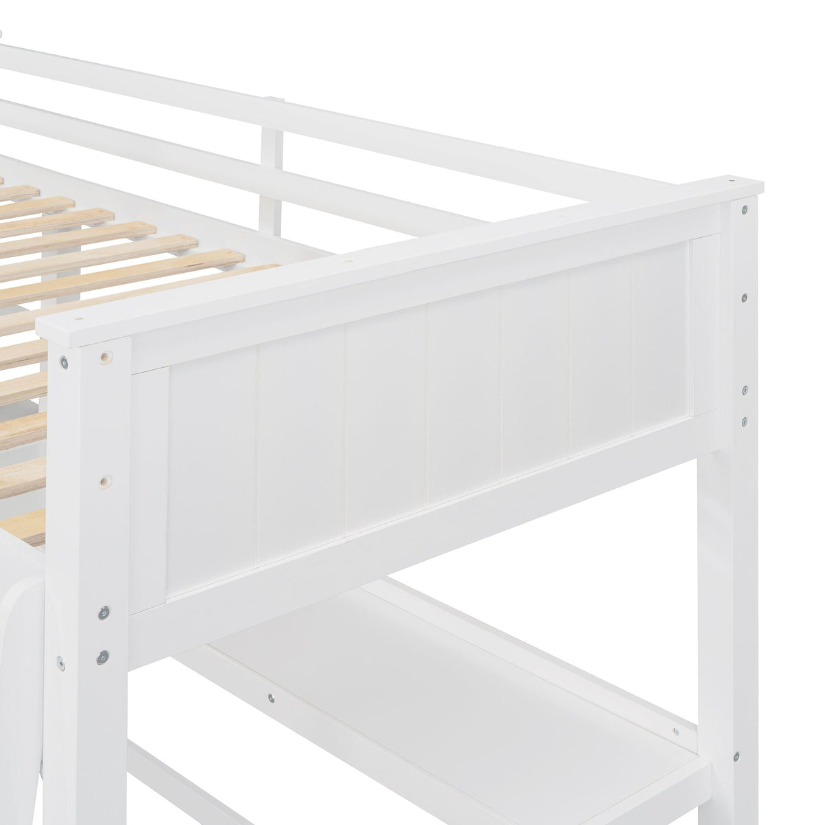 Space Saving Loft Bed with Desk and Drawers