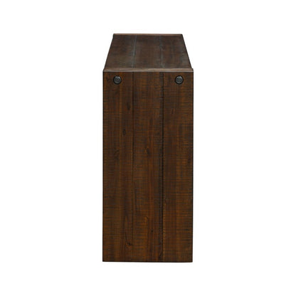 Console table HouseOfZazla dark brown solid wood with slanted top and two doors on Tampa Home & Garden Store