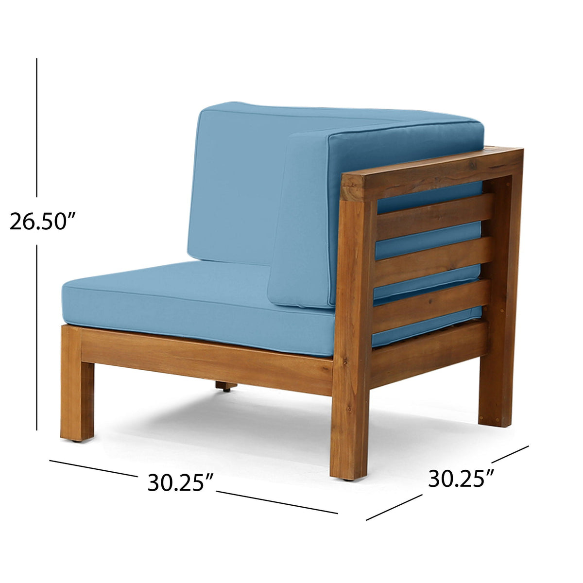 Oana 2-Piece Loveseat Set with Water-Resistant Cushions, blue fabric cushions on wood frame on Tampa Home & Garden Store