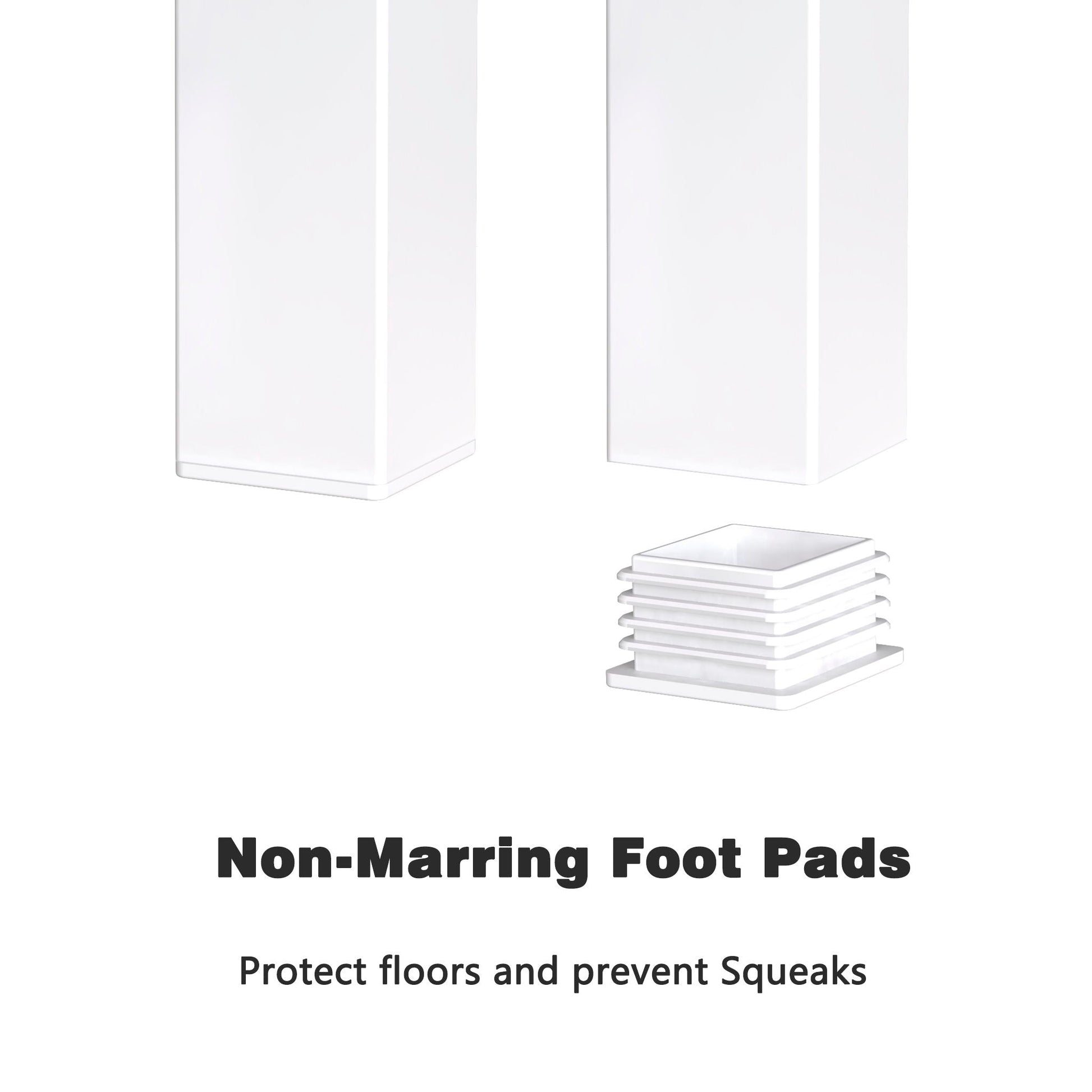 Adam Metal Bunk Bed non-marring foot pads, white square protective feet by HouseOfZazla on Tampa Home & Garden Store