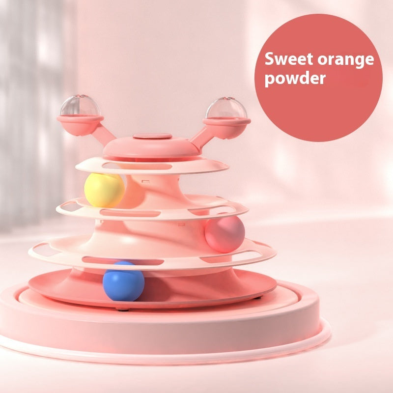 Pink 4-level cat toy tower with rotating levels and balls Sell My Stuff for fun play on Tampa Home & Garden Store
