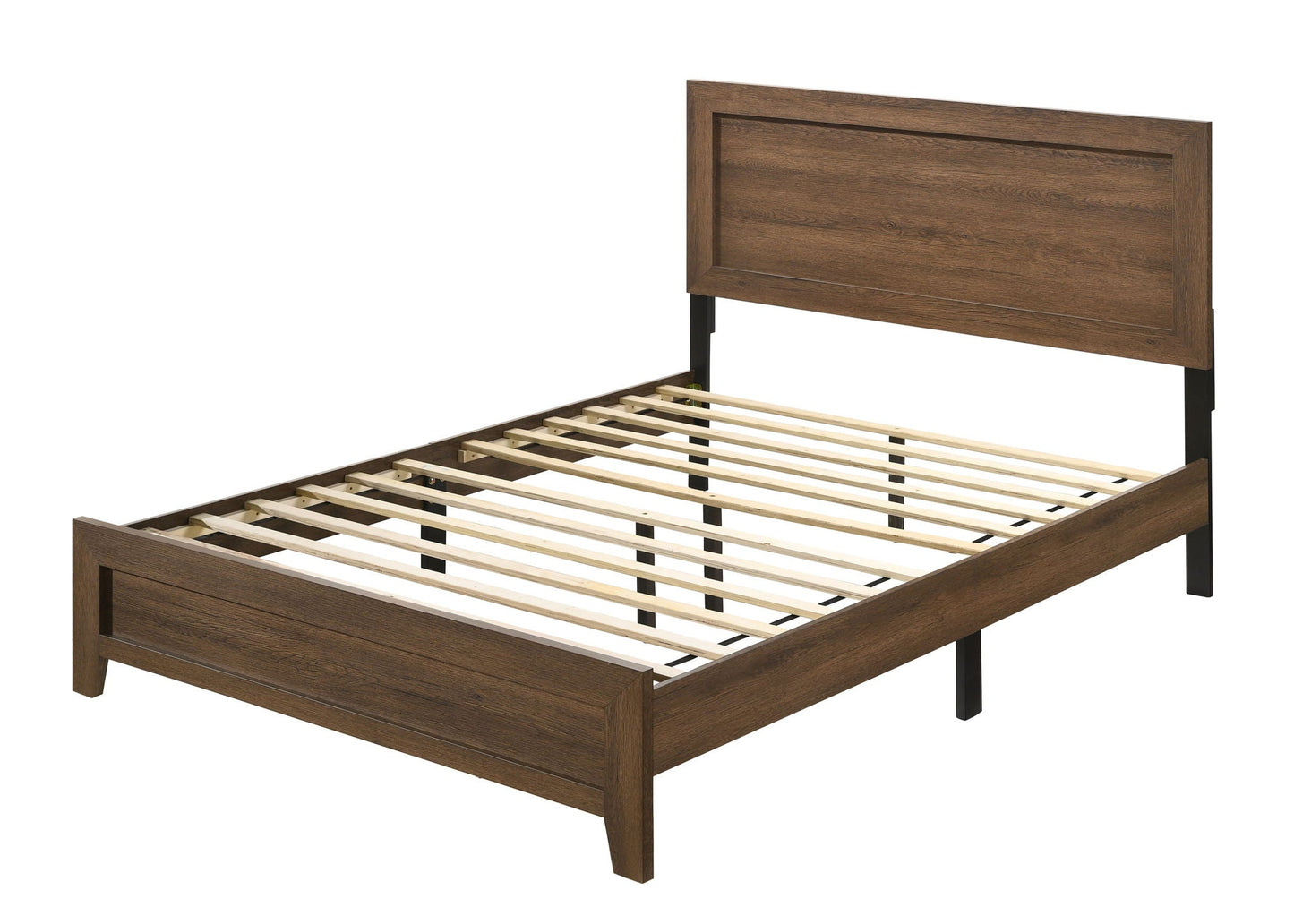 Miquell Panel Bed dark wood with paneled headboard and slatted frame by HouseOfZazla on Tampa Home & Garden Store