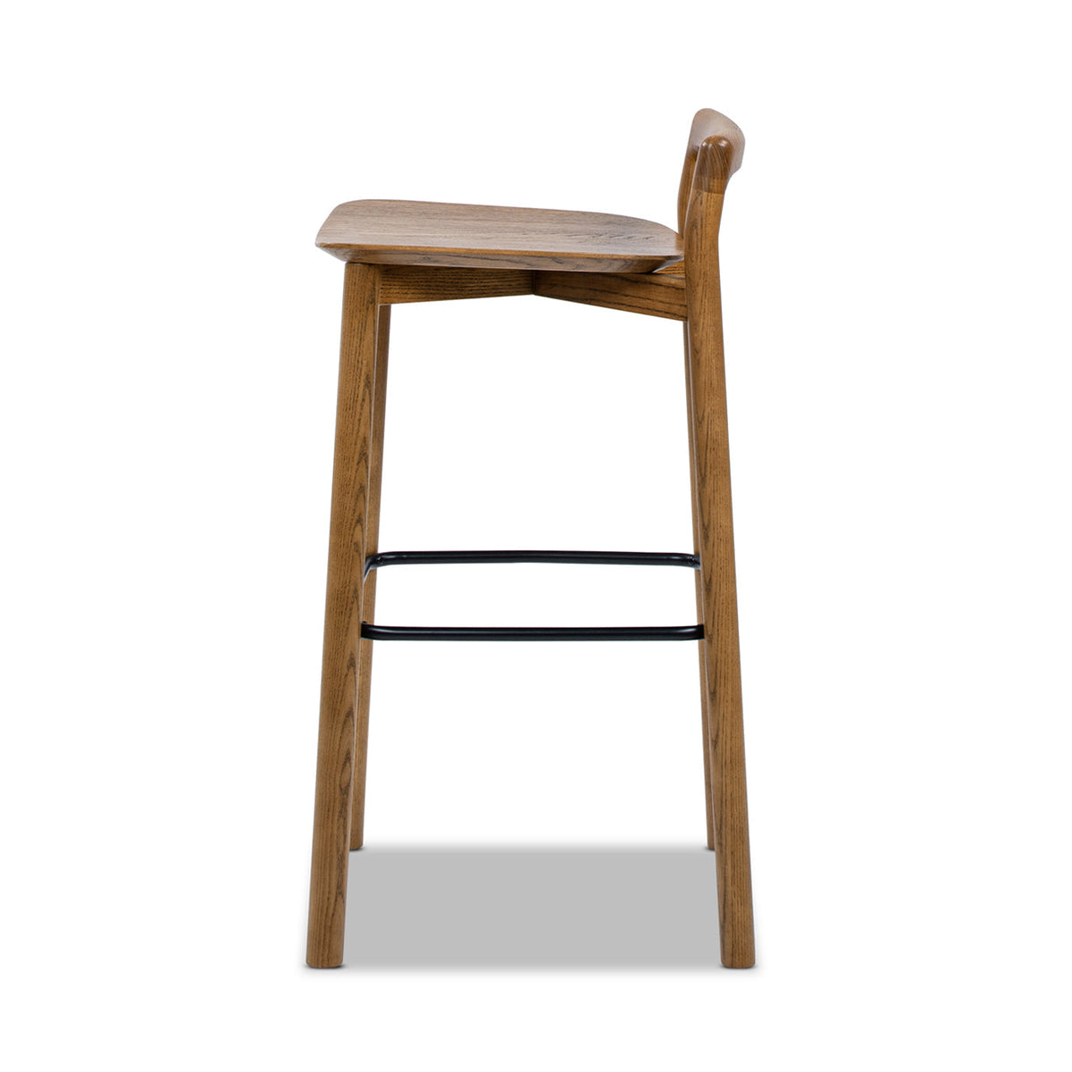 Bar stool Modern Minimalist Low Back Walnut Wood with Iron Footrest on Tampa Home & Garden Store