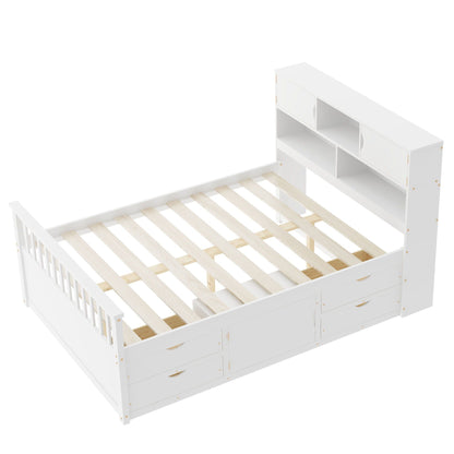 Captain Platform Bed Frame and Bookcase Headboard