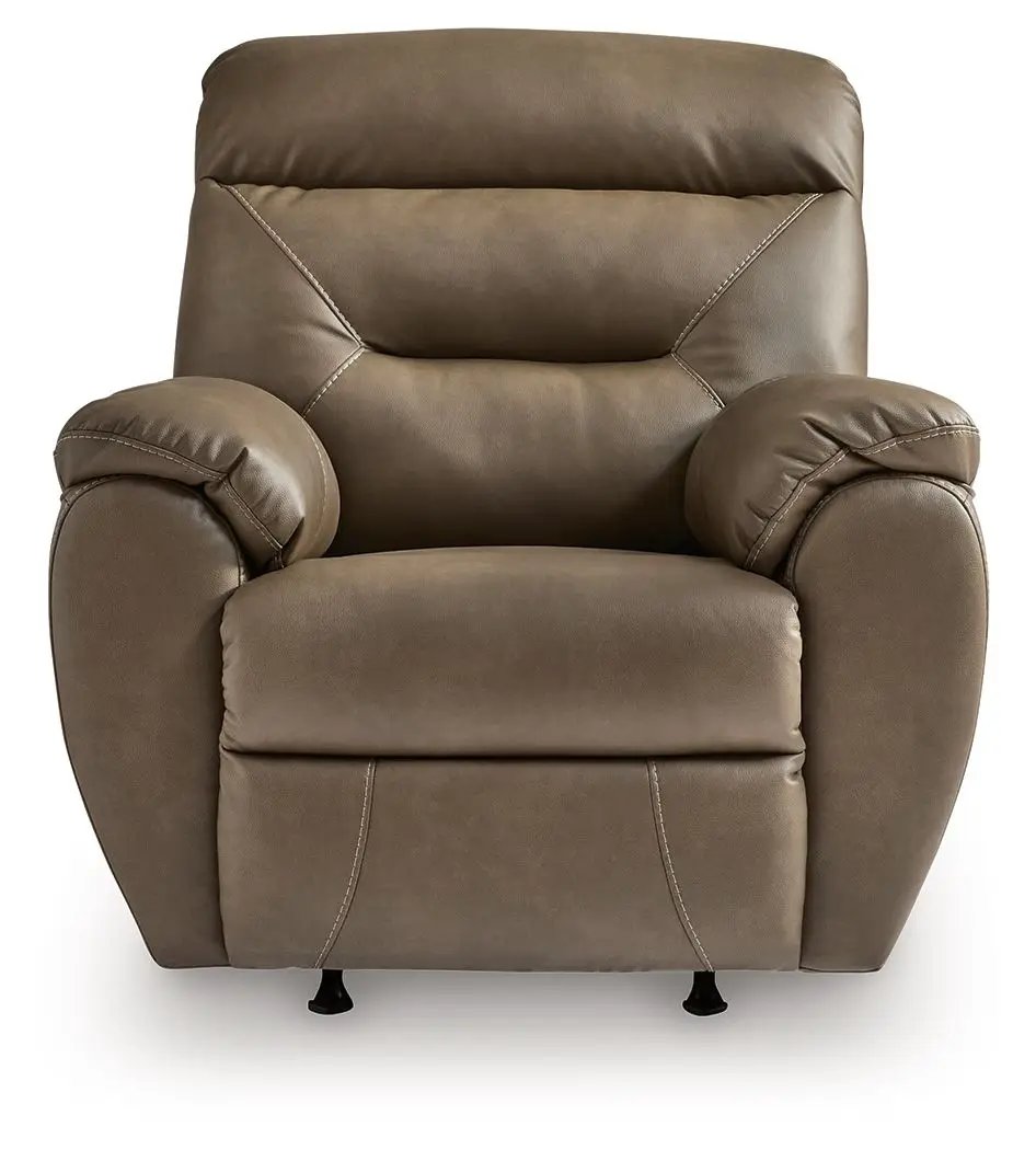 Elksworth Rocker Recliner in brown faux leather by Unique Piece Furniture on Tampa Home & Garden Store