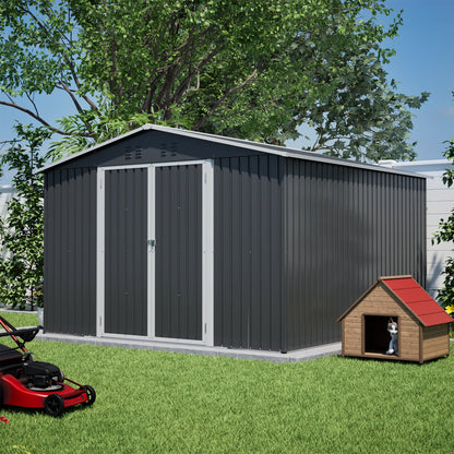 A Large Outdoor Metal Shed For Home And Garden