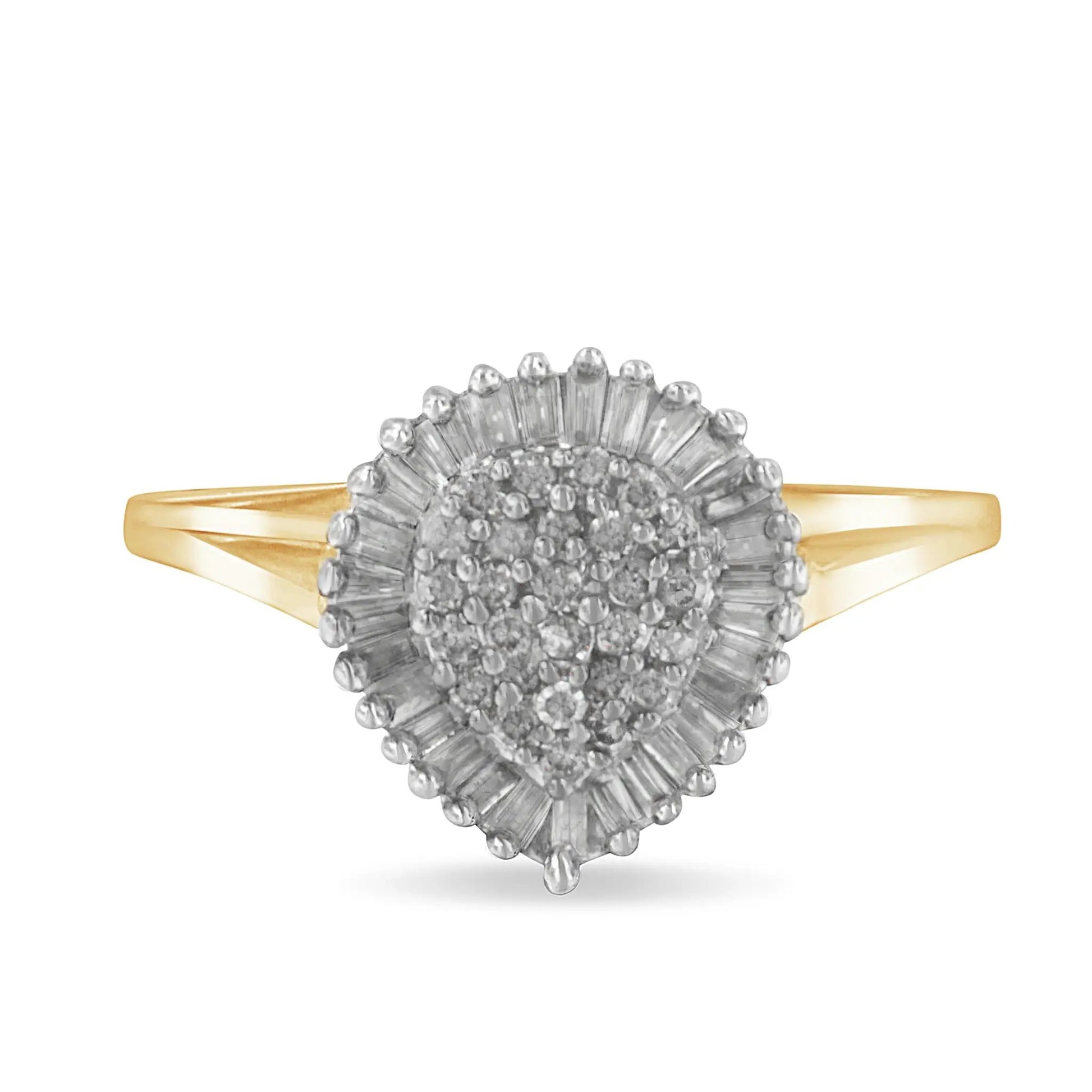 10K yellow gold diamond cluster ring with round & baguette stones halo size 4-1/4 Bids.com on Tampa Home & Garden Store
