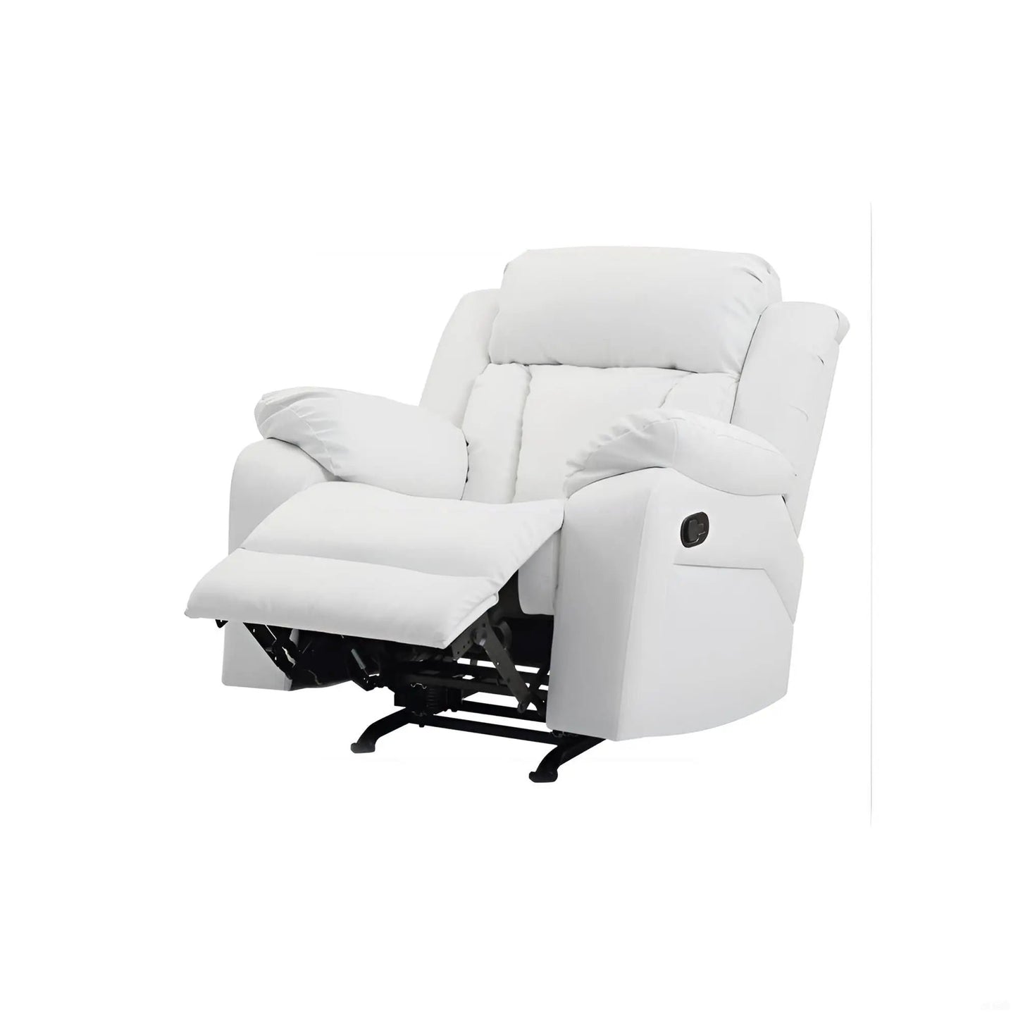 Comfortable Rocking Motion Recliner, white upholstered power recliner with extended footrest on Tampa Home & Garden Store