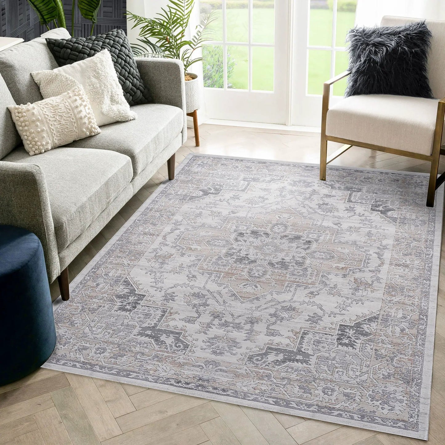 Marfi Oriental Rug in Neutral Tones for Home