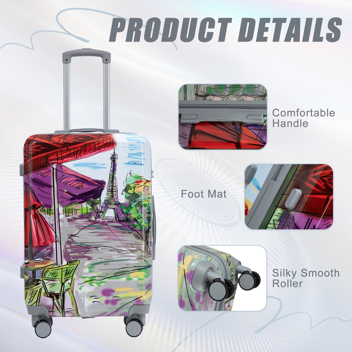 3-Piece PC Spinner Wheel Luggage Set pastel hard case luggage by HouseOfZazla with art on Tampa Home & Garden Store