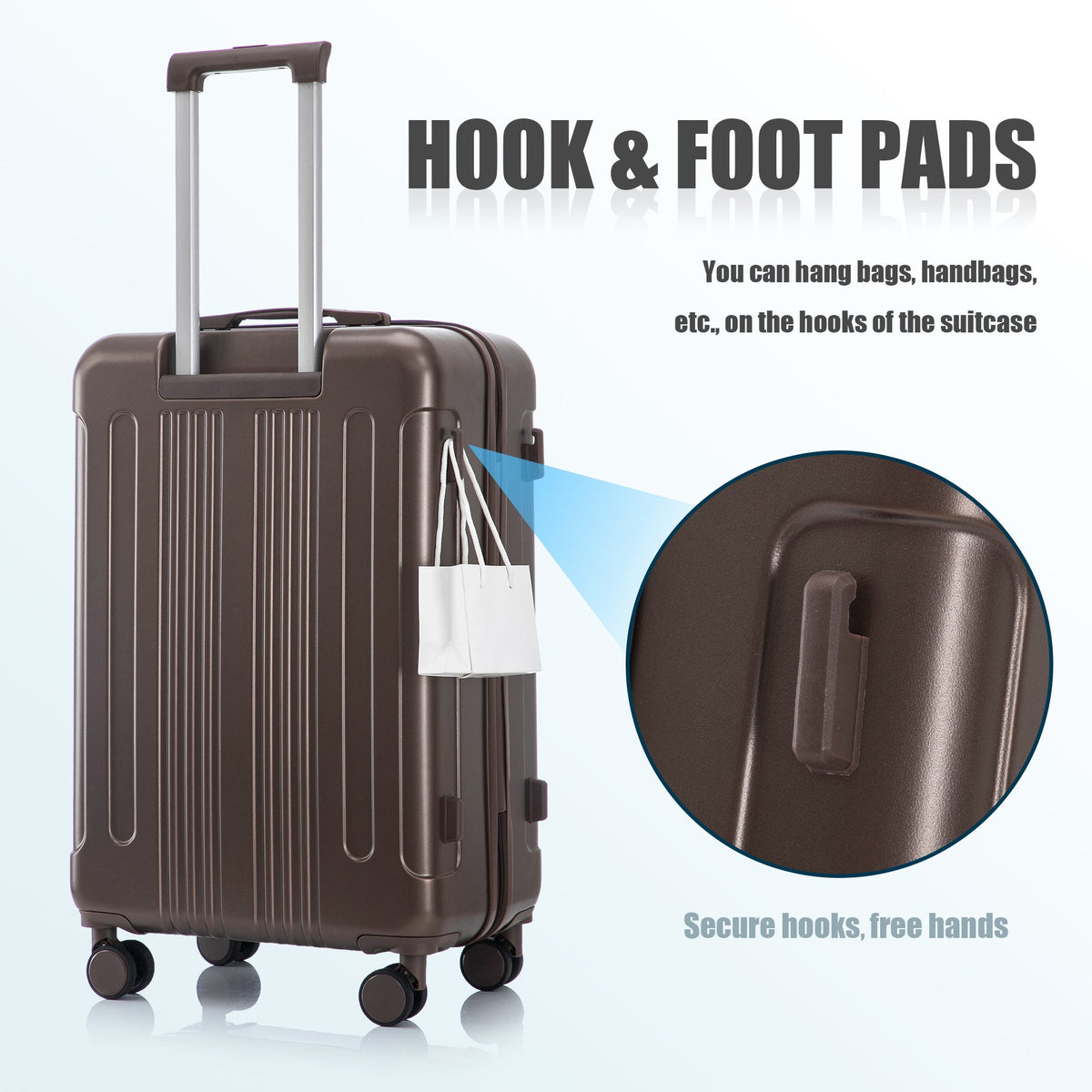 3-piece brown ABS spinner luggage set by HouseOfZazla with extendable handle and 4 wheels on Tampa Home & Garden Store