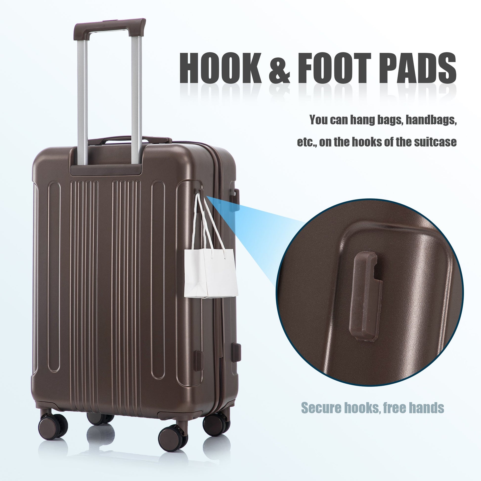 3-piece brown ABS spinner luggage set by HouseOfZazla with extendable handle and 4 wheels on Tampa Home & Garden Store