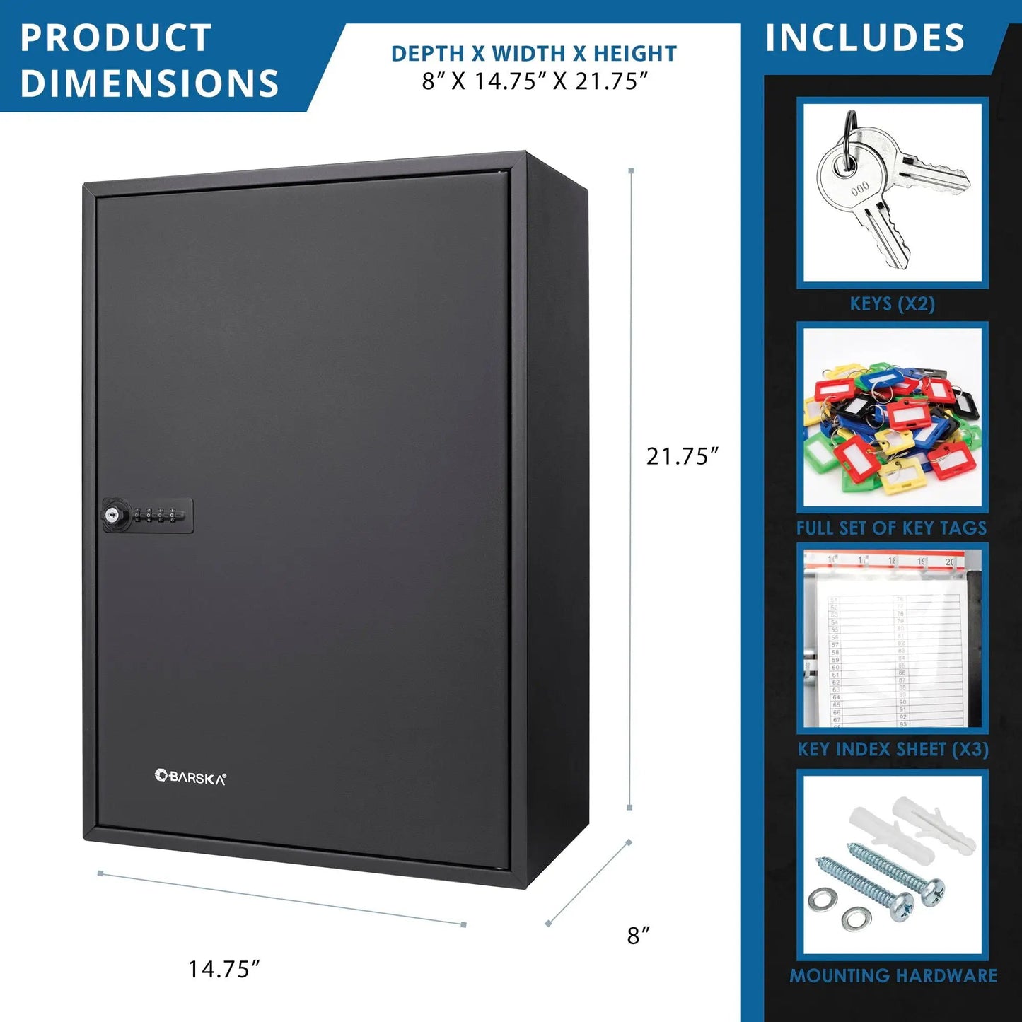 Adjustable key cabinet with combination lock, wall storage by Unique Piece Furniture Barska on Tampa Home & Garden Store