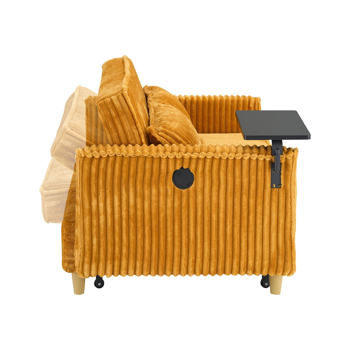 Pull Out Sofa With Movable Table and Usb Ports
