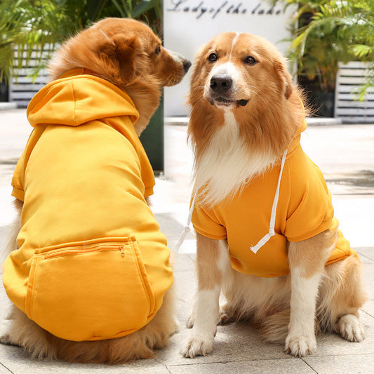 Fashion Pet Dog Simple Zipper Pocket Sweater bright orange hoodie with back zip pocket two dogs on Tampa Home & Garden Store