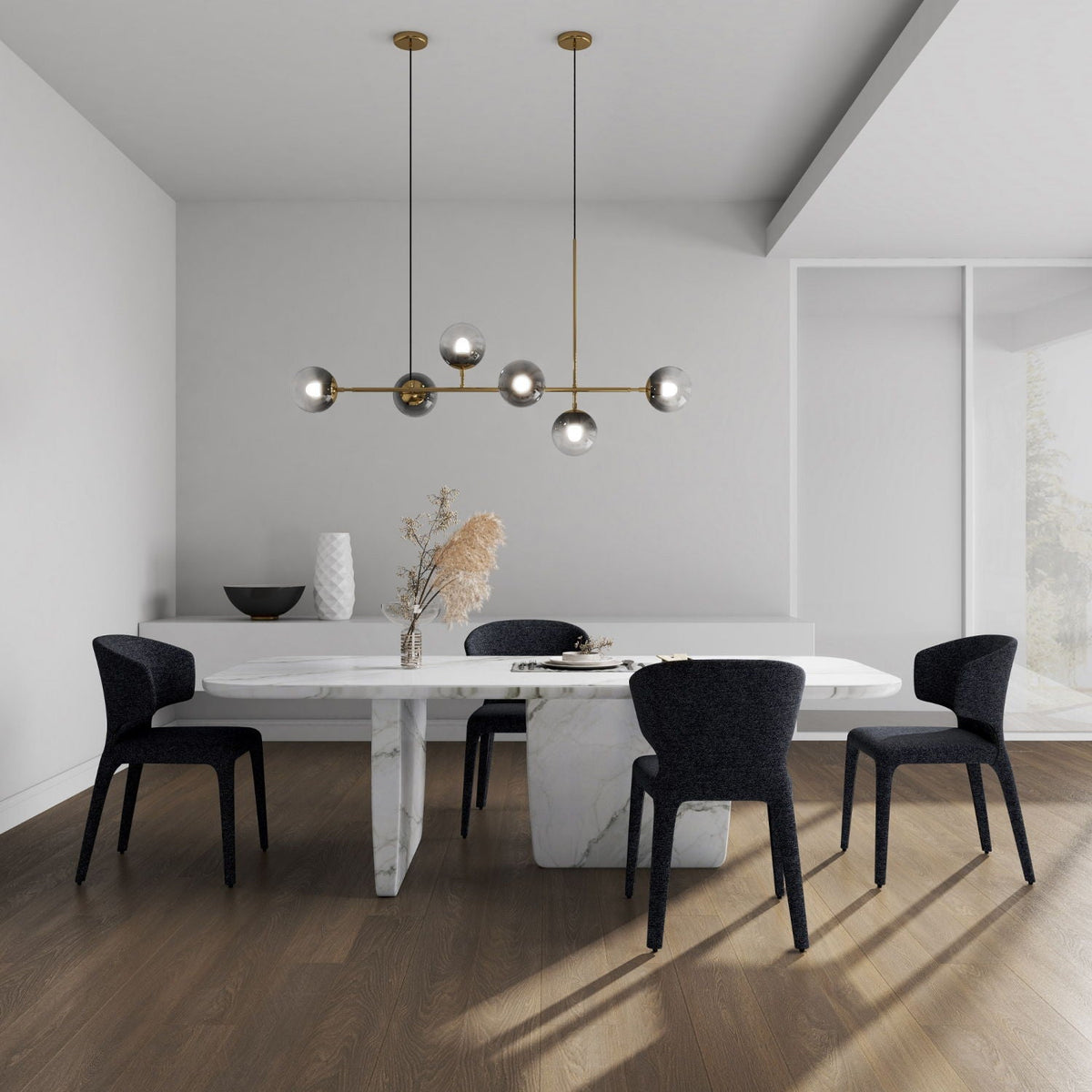 Conrad dining chairs by HouseOfZazla, set of 2, black metal frames and charcoal upholstery on Tampa Home & Garden Store