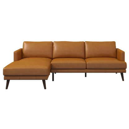 Lore High Quality L-Shaped Sectional leather tan with chaise Unique Piece Furniture on Tampa Home & Garden Store