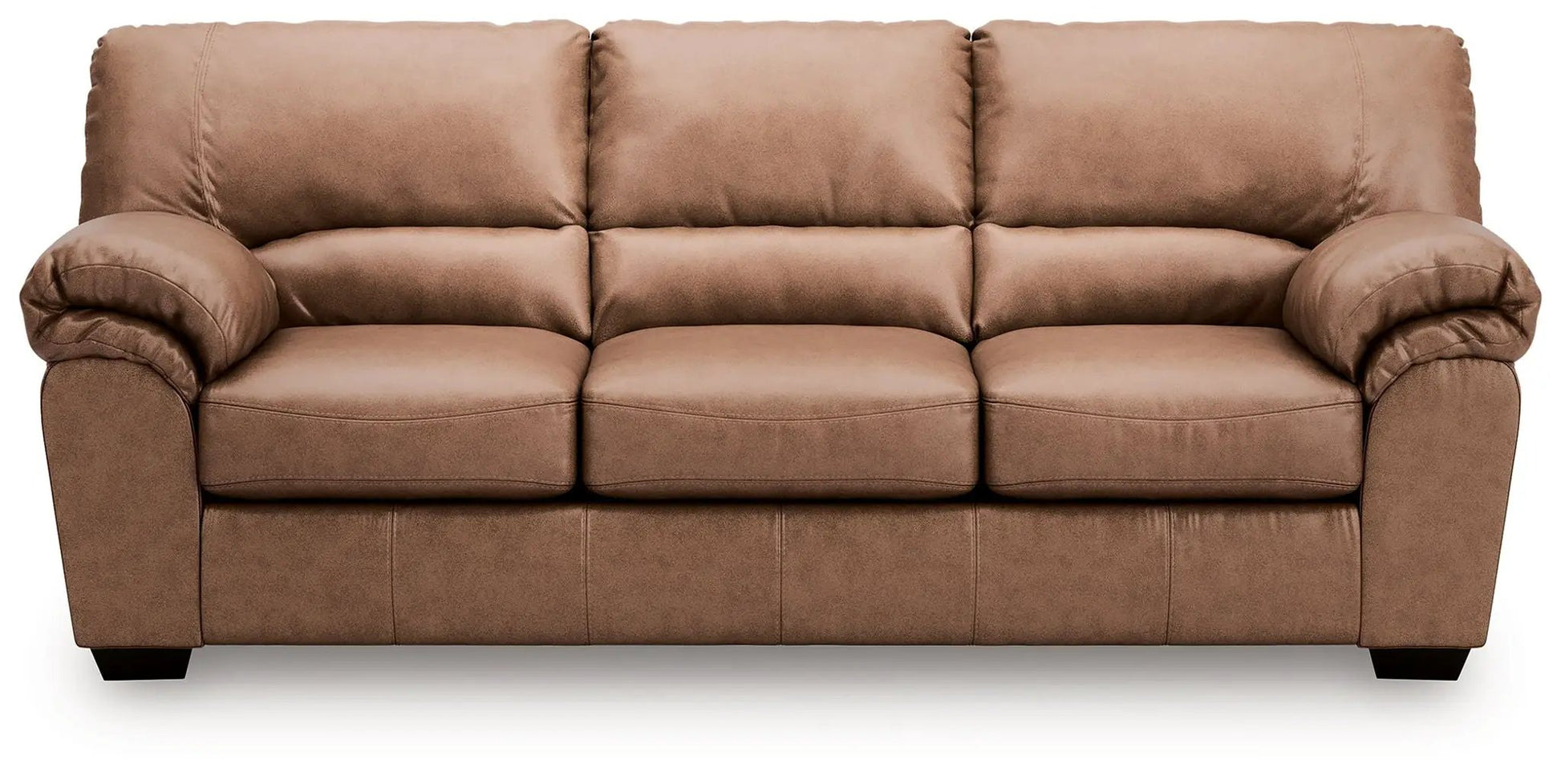 WillowBend sofa with tan brown plush upholstery, three-seat stationary with rolled arms on Tampa Home & Garden Store