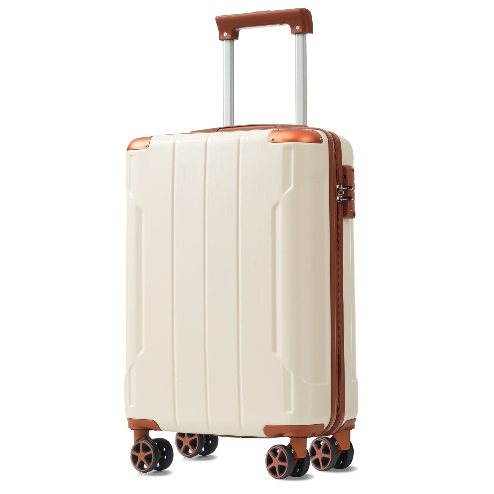 Brown & White 6-Piece Expandable Hardshell Luggage Set by HouseOfZazla with copper trim on Tampa Home & Garden Store