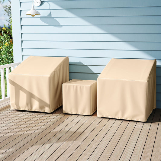 Patio Furniture Covers Waterproof Outdoor Conversation Covers for 3 Pieces Bistro Set-Beige - Tampa Home & Garden Store