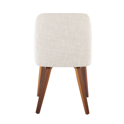 Contemporary padded dining chair set in brown linen with wooden legs by HouseOfZazla on Tampa Home & Garden Store