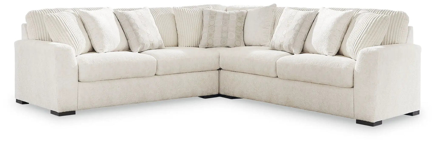 Chessington sectional cream textured fabric with plush cushions Unique Piece Furniture on Tampa Home & Garden Store