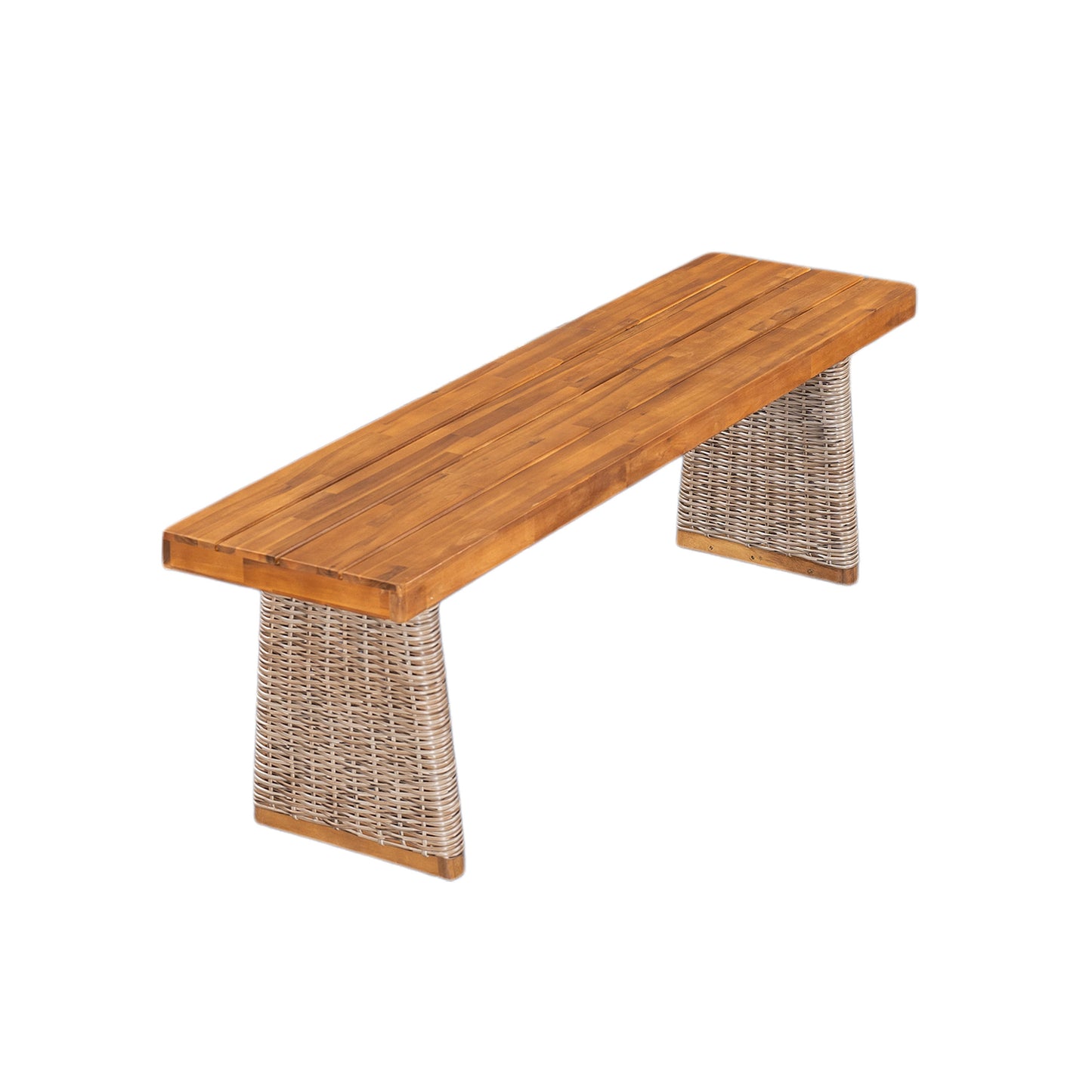 Outdoor Acacia Wood Dining Table and Bench Set