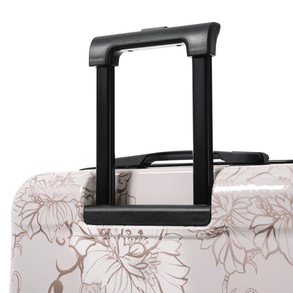 GigaTech 5-Piece PC+ABS Hardside Luggage Set beige floral with black handle HouseOfZazla on Tampa Home & Garden Store