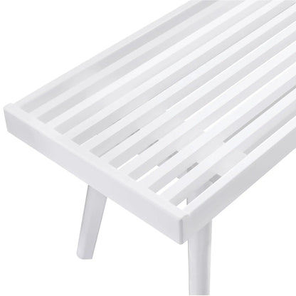 Larwich solid wood slatted bench in white with slatted seat on Tampa Home & Garden Store