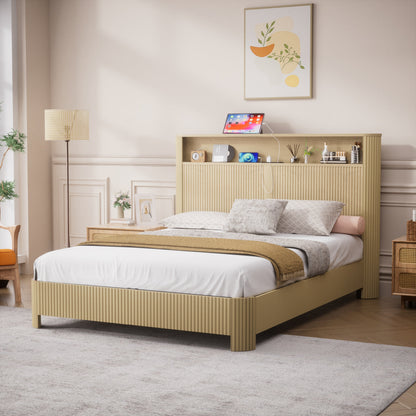 Queen Modern Bed Frame and Charging Station