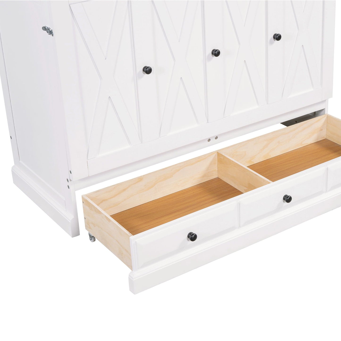 Solid Pine Murphy Bed Chest Cube Cabinet Bed white finish with black knob pulls on Tampa Home & Garden Store