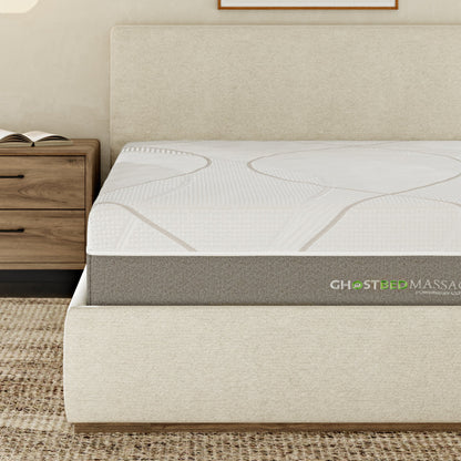 Ghostbed Massage Mattress Hybrid Profile by HouseOfZazla, beige upholstered hybrid mattress on Tampa Home & Garden Store