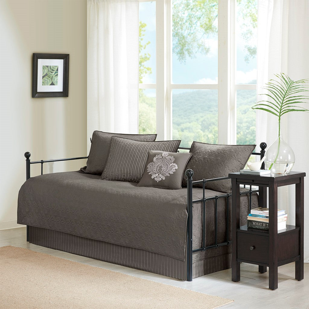 6 Piece Reversible Daybed Cover Set Dark by HouseOfZazla in charcoal gray bedding for daybed on Tampa Home & Garden Store