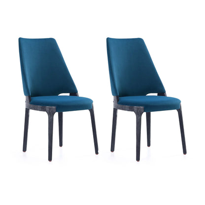 Kara dining chair set of 2 with blue upholstery and solid beech wood frame by HouseOfZazla on Tampa Home & Garden Store