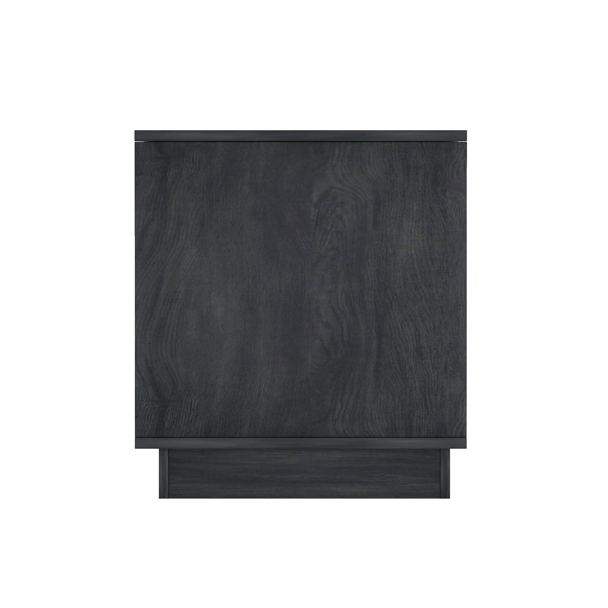 Modern nightstand with push-to-open drawer in dark gray wood grain finish, top-edge detail on Tampa Home & Garden Store