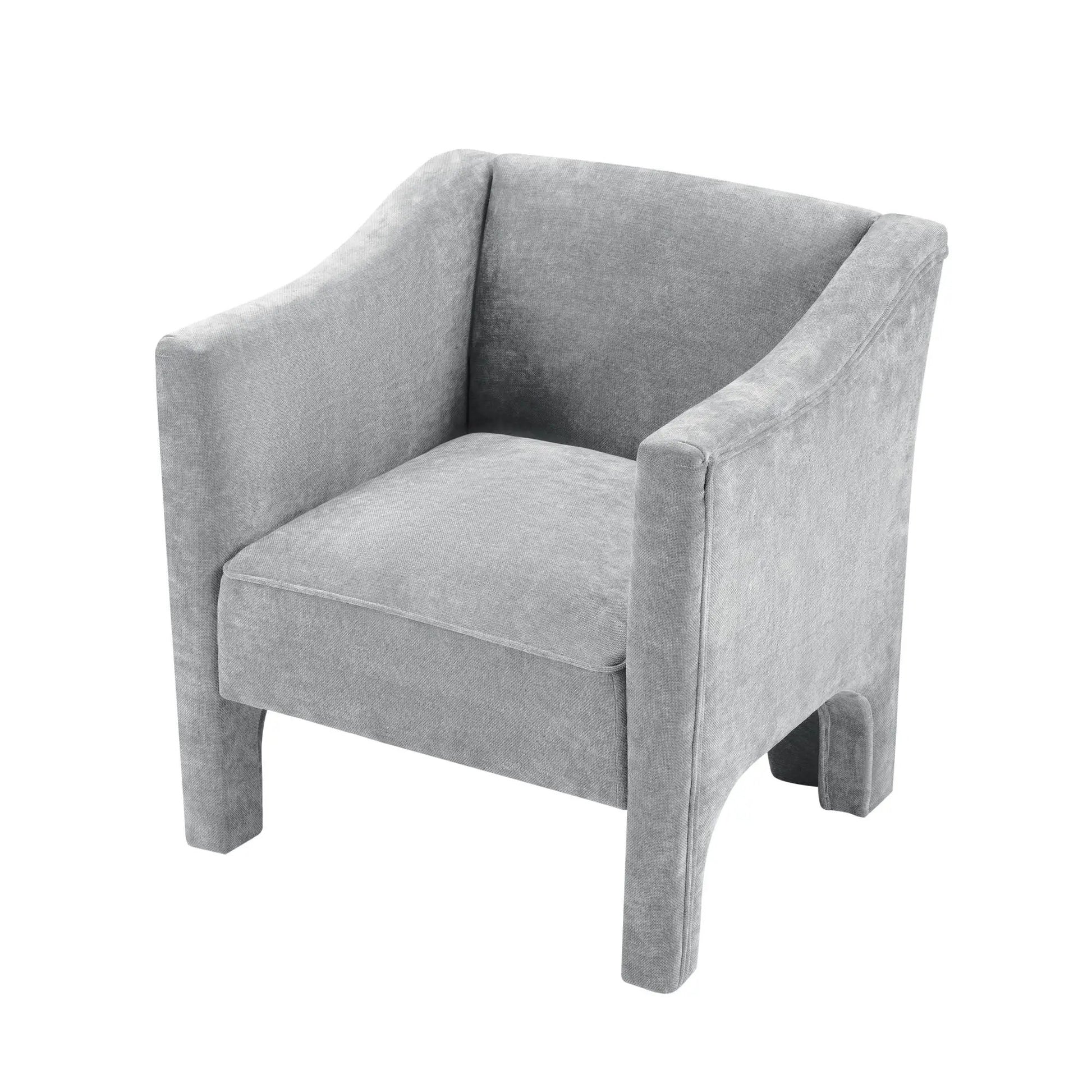 Barrel accent chair with enclosed arms in gray fabric by Unique Piece Furniture on Tampa Home & Garden Store
