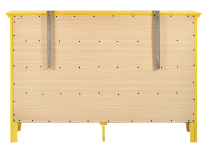 Elegant casual dresser back view with yellow frame and plywood panels on Tampa Home & Garden Store