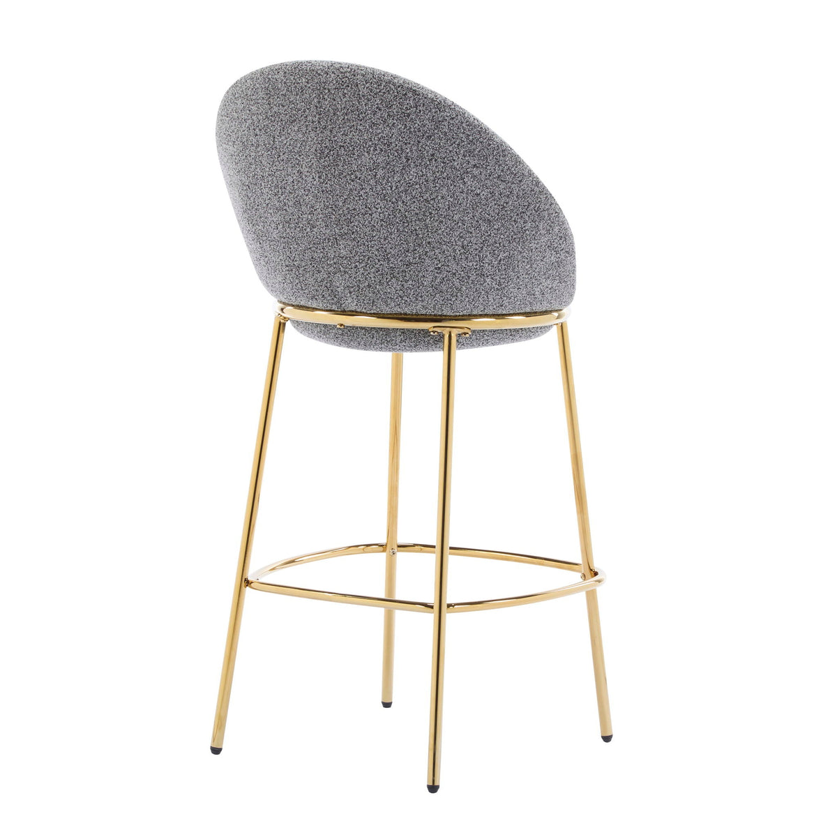 Celano Upholstered Bar Stool Set of 2 in gray speckled fabric with gold metal legs on Tampa Home & Garden Store