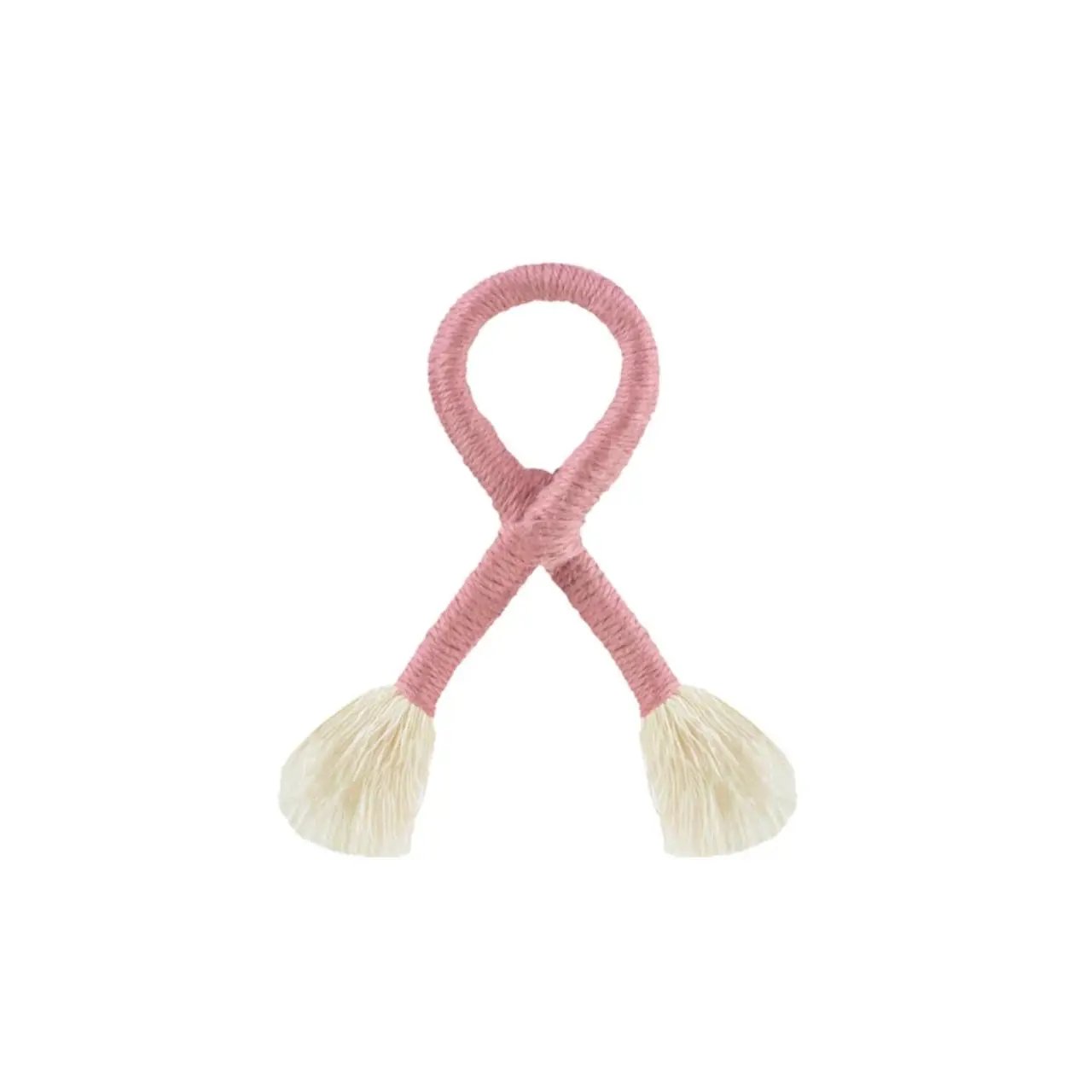 Pink nautical knot napkin ring holder with cream tassel ends for coastal tables on Tampa Home & Garden Store
