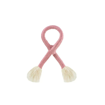 Pink nautical knot napkin ring holder with cream tassel ends for coastal tables on Tampa Home & Garden Store