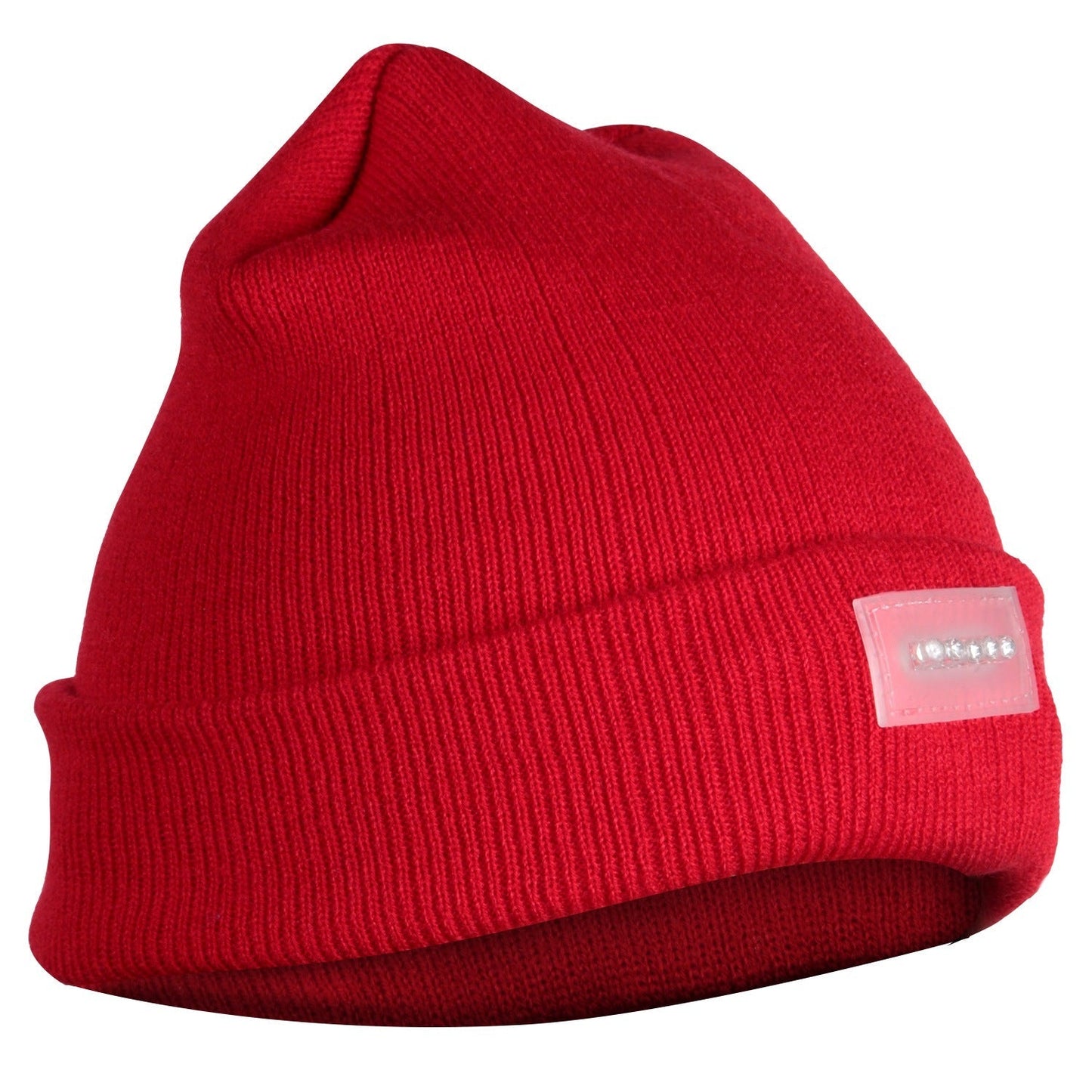 GemGear red knitted beanie with built-in 5 LED headlamp, unisex winter hat on Tampa Home & Garden Store