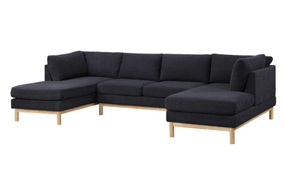 Hallie wide Sherpa double chaise U-shape sectional sofa in dark gray with light wood legs on Tampa Home & Garden Store