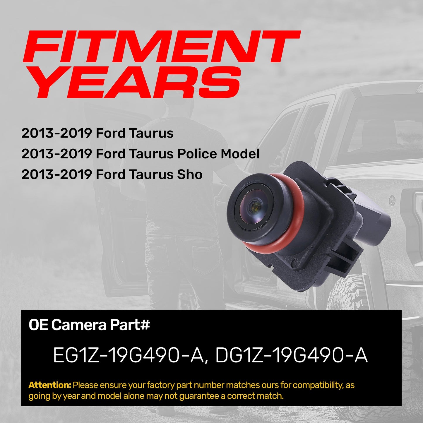 Master Tailgaters OE backup camera for Ford Taurus 2013-2019, black housing with red seal on Tampa Home & Garden Store