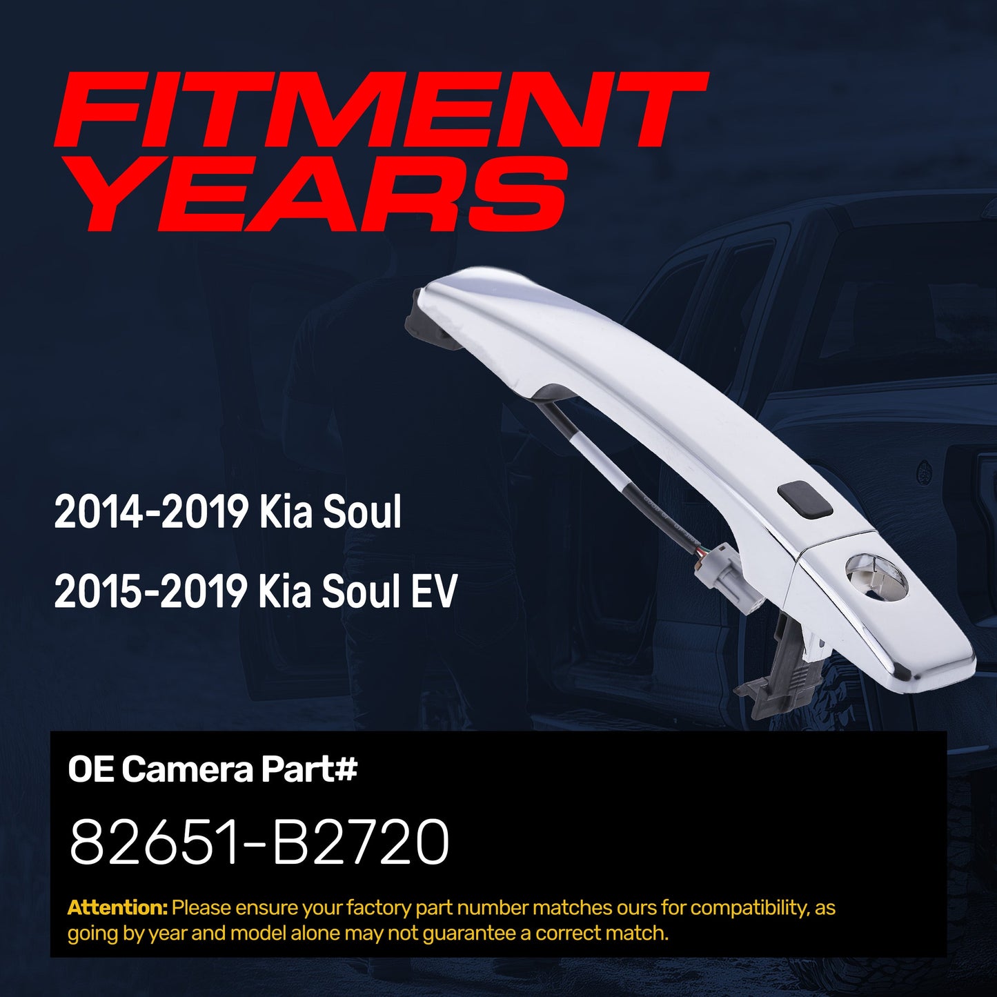Exterior chrome door handle replacement Kia Soul 2014-2019 front left with keyhole 82651-B2720 on Tampa Home & Garden Store
