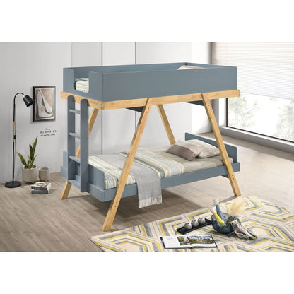 Hicks bunk bed by HouseOfZazla in blue-gray with natural wood ladder on Tampa Home & Garden Store