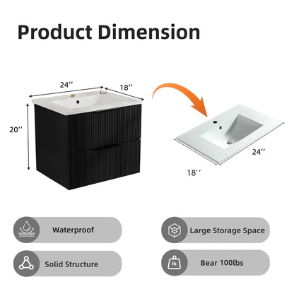 Floating Wall Mounted Vanity Sink and Drawers