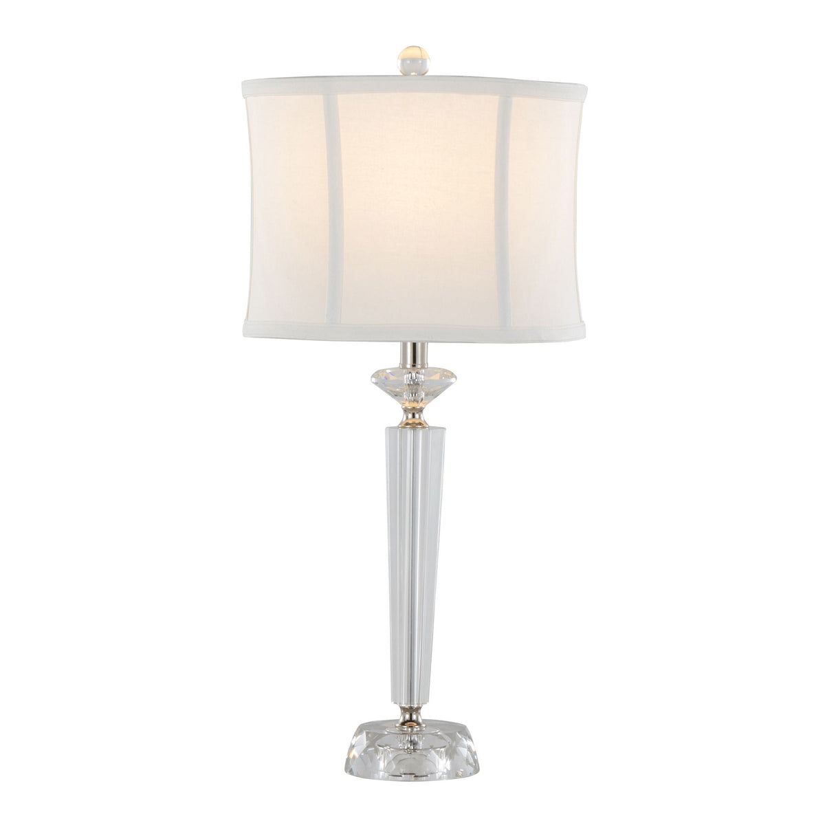 Diamond Torch Contemporary Crystal Table Lamp set of 2, clear crystal base, off-white shade on Tampa Home & Garden Store